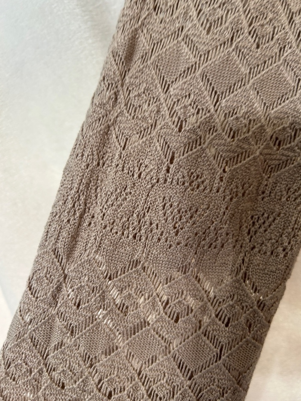 Taupe Knit Sweater with Lace Sleeve Panels - Picture 10 of 11